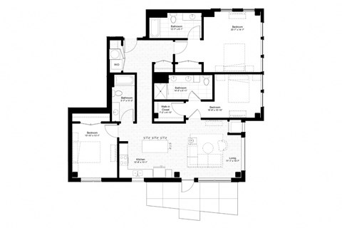 Floor plan for 3 beds, 3 baths, 1528 sqft